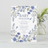 Navy Baby in Bloom Shower Invitation Kaart (Staand voorkant)