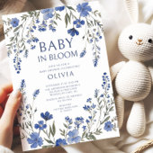 Navy Baby in Bloom Shower Invitation Kaart