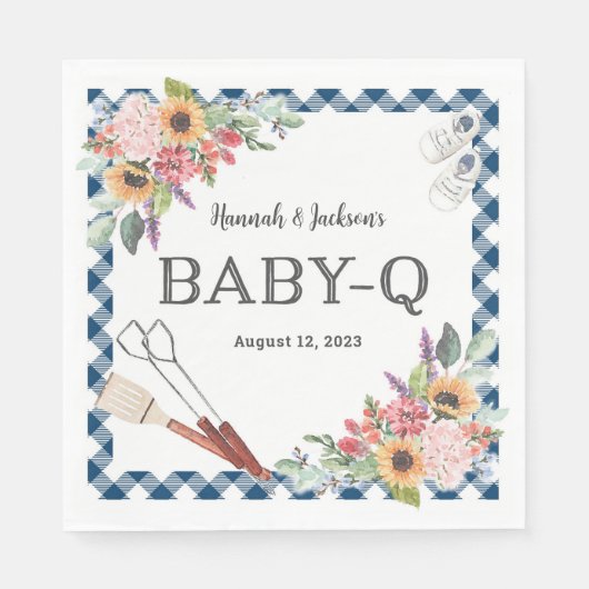 Navy Baby-Q Shower - Aangepast Napkins Servet (Voorkant)
