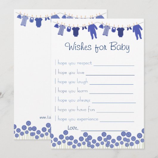 Navy Baby shower wenst voor Baby spel Kaart (Voorkant / Achterkant)