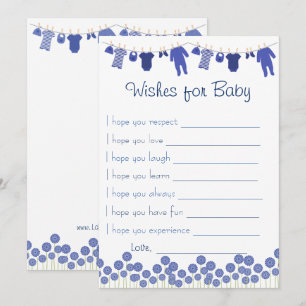 Navy Baby shower wenst voor Baby spel Kaart
