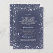 Navy Baby's Breath Wedding Details Informatiekaartje (Voorkant / Achterkant)