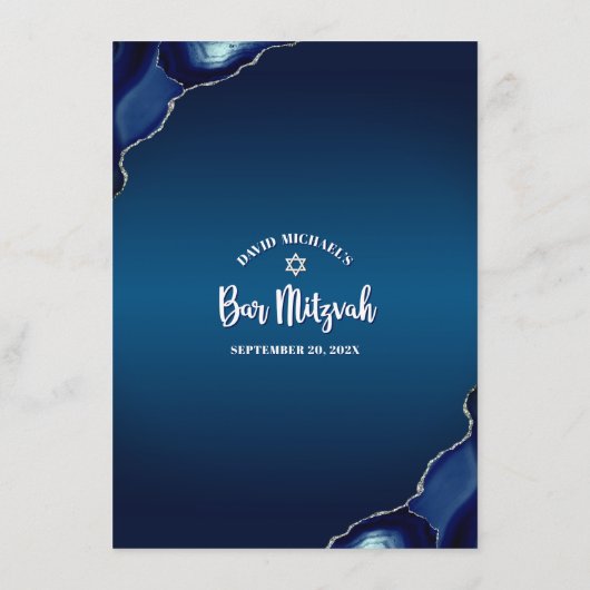 Navy Bar Mitzvah Galaxy Waterverf Agaat Script Menu (Achterkant)