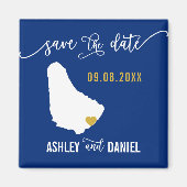 Navy Barbados Wedding Save the Date Map Magneet (Voorkant)