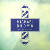 navy Barber Shop business pole logo Raamsticker (Vel 3)