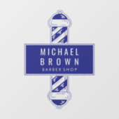 navy Barber Shop business pole logo Raamsticker (Vel)