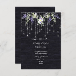 Navy Barnboard String Lights Wisteria Save The Date