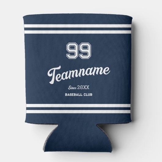 Navy Baseball Club Custom Player Nummer & TeamName Blikjeskoeler (Achterkant)