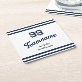 Navy Baseball Club Custom Player Nummer & TeamName Kartonnen Onderzetters