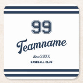Navy Baseball Club Custom Player Nummer & TeamName Kartonnen Onderzetters (Voorkant)