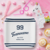 Navy Baseball Club Custom Player Nummer & TeamName Papieren Bordje (Feest)