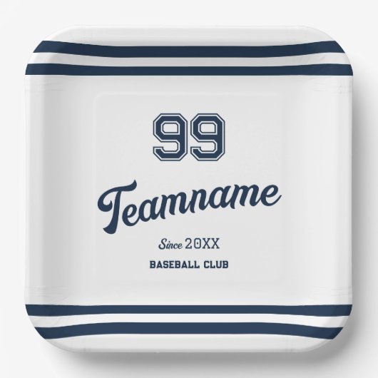 Navy Baseball Club Custom Player Nummer & TeamName Papieren Bordje (Voorkant)