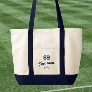 Navy Baseball Club Custom Player Nummer & TeamName Tote Bag