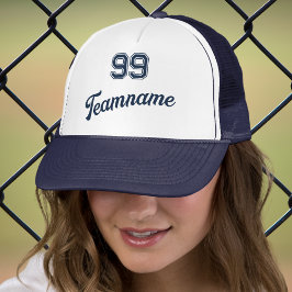 Navy Baseball Custom Speler Nummer & Team Naam Trucker Pet