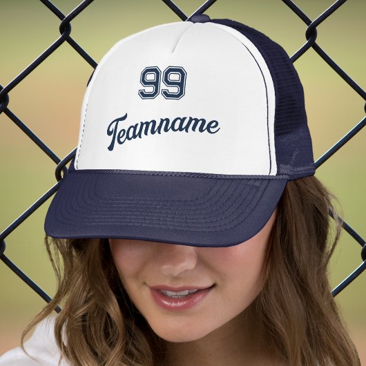 Navy Baseball Custom Speler Nummer & Team Naam Trucker Pet