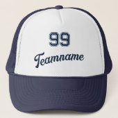 Navy Baseball Custom Speler Nummer & Team Naam Trucker Pet (Voorkant)