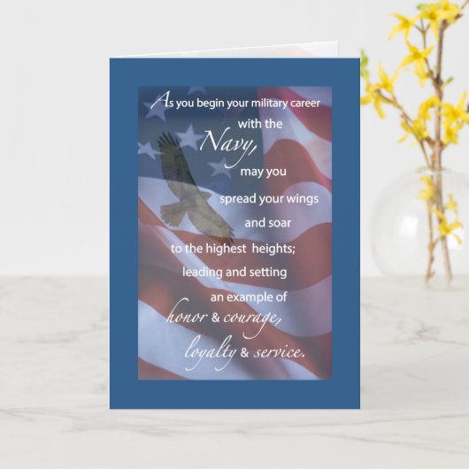 Navy Basistraining Gefeliciteerd Eagle op Flag Kaart (Gele Bloem)