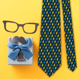 Navy Basketbal en Thunder Lightning Bolt Patroon Stropdas