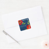 Navy Bat Mitzvah Floral Waterverf Modern Bold Vierkante Sticker (Envelop)