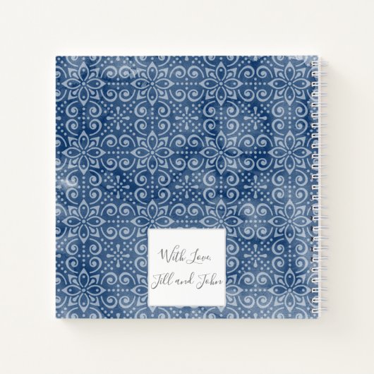 Navy Batik - laptop met persoonlijke geadresseerde Notitieboek (Achterkant)
