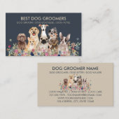 Navy Beige Floral PetSitter-honden Visitekaartje (Voorkant / Achterkant)