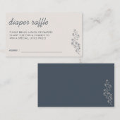 Navy Beige Flower Summer Herfst Raffle for Diaper Informatiekaartje (Voorkant / Achterkant)