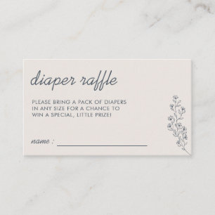 Navy Beige Flower Summer Herfst Raffle for Diaper Informatiekaartje