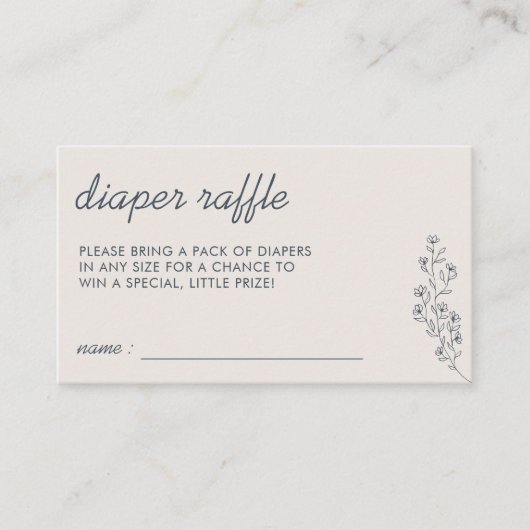 Navy Beige Flower Summer Herfst Raffle for Diaper Informatiekaartje (Voorkant)