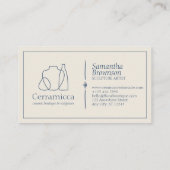 Navy Beige Porcelain Sculpture Vase keramiek Visitekaartje (Achterkant)