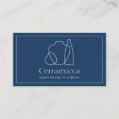 Navy Beige Porcelain Sculpture Vase keramiek Visitekaartje (Voorkant)