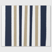 Navy / Beige / White Paper Stripes Cadeaupapier (Vlak)