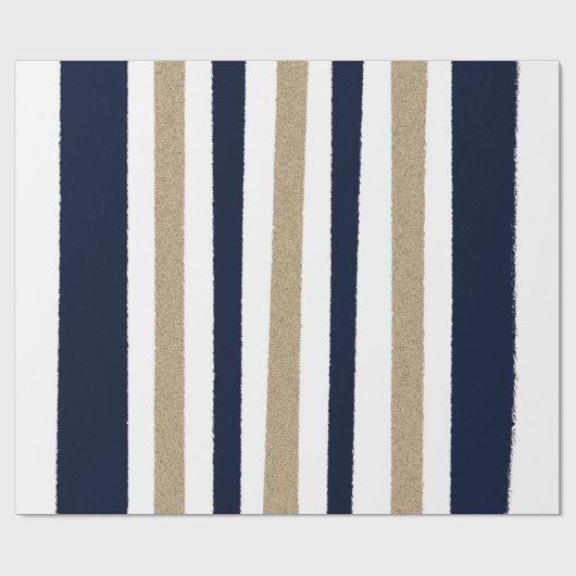 Navy / Beige / White Paper Stripes Cadeaupapier (Vlak)