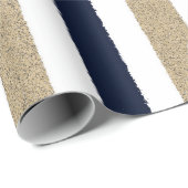 Navy / Beige / White Paper Stripes Cadeaupapier (Rol Hoek)