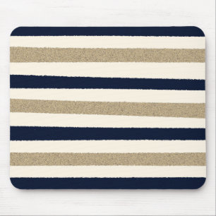 Navy / Beige / White Paper Stripes Muismat