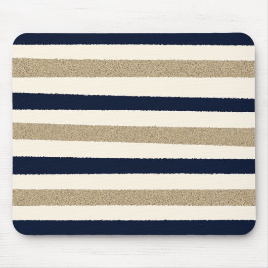 Navy / Beige / White Paper Stripes Muismat (Voorkant)