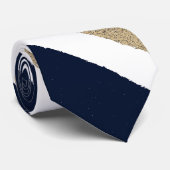 Navy / Beige / White Paper Stripes Stropdas (Opgerold)