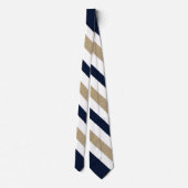 Navy / Beige / White Paper Stripes Stropdas (Achterkant)