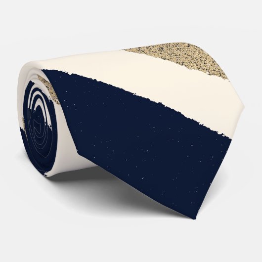 Navy / Beige / White Paper Stripes Stropdas (Opgerold)
