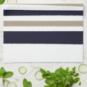 Navy / Beige / White Paper Stripes Theedoek (Gevouwen)