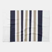 Navy / Beige / White Paper Stripes Theedoek (Horizontaal)