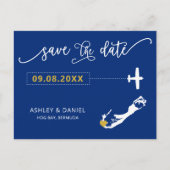 Navy Bermuda Wedding Save the Date Map Briefkaart (Voorkant)