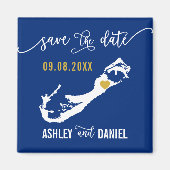 Navy Bermuda Wedding Save the Date Map Magneet (Voorkant)
