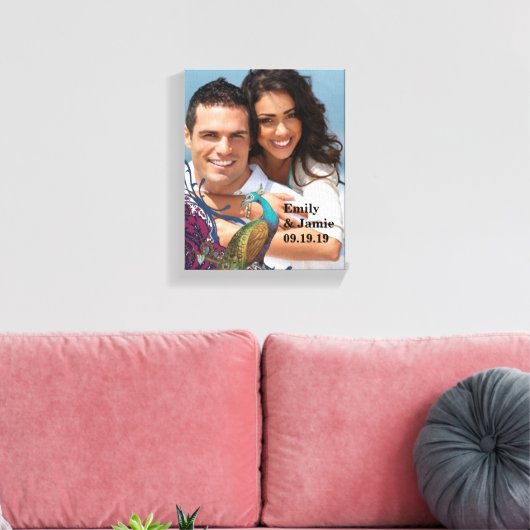 Navy & Berry Berry Elegant Damask Peacock Wedding Canvas Afdruk (Insitu (Woonkamer))