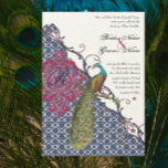 Navy & Berry Berry Elegant Damask Peacock Wedding Kaart<br><div class="desc">Navy en Berry Berry Elegant Damask Peacock Wedding Invitations Verloving,  Jubileum,  Weduwschap met je foto Verplette Canvas foto's</div>