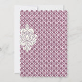 Navy & Berry Berry Elegant Damask Peacock Wedding Kaart (Achterkant)