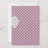 Navy & Berry Berry Elegant Damask Peacock Wedding Kaart (Achterkant)