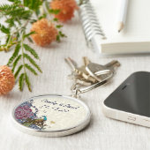 Navy & Berry Berry Elegant Damask Peacock Wedding Sleutelhanger (Zijkant)