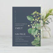 NAVY BERRY LEAF FOLIAGE WE TIENDE DE KNOT INVITE BEDANKKAART (Staand voorkant)