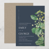 NAVY BERRY LEAF FOLIAGE WE TIENDE DE KNOT INVITE BEDANKKAART (Voorkant / Achterkant)