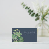 NAVY BERRY LEAFY FOLIAGE GREENERY WEDDING WEBSITE VISITEKAARTJE (Staand voorkant)
